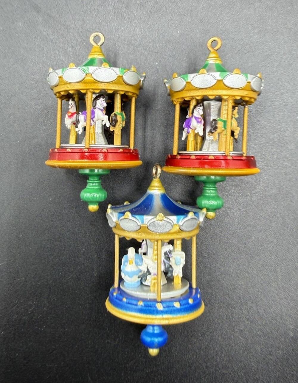 3 Hallmark Christmas Carousel Miniature Ornaments 2 & 3 in Series No Box LO22